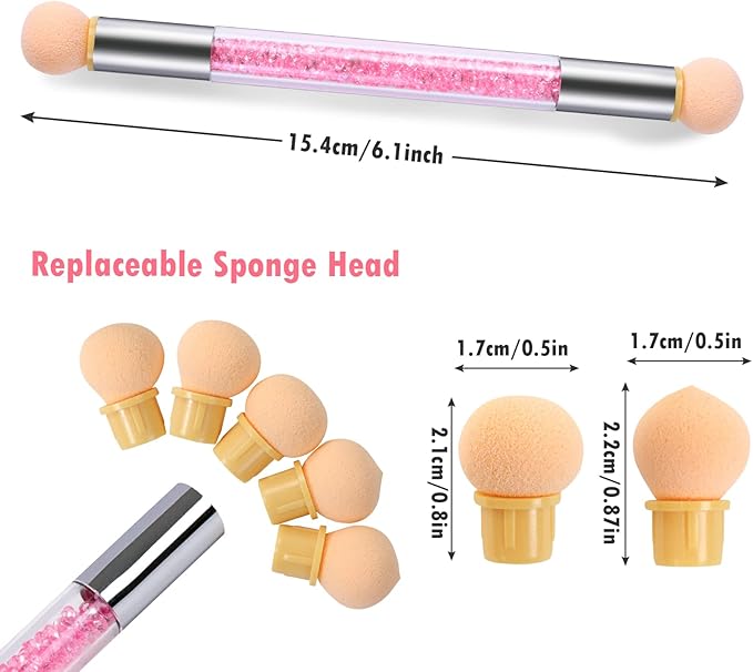 Ombre Brush with 4 Extra Replacement Heads / Sponge, for Gradient Nail Design