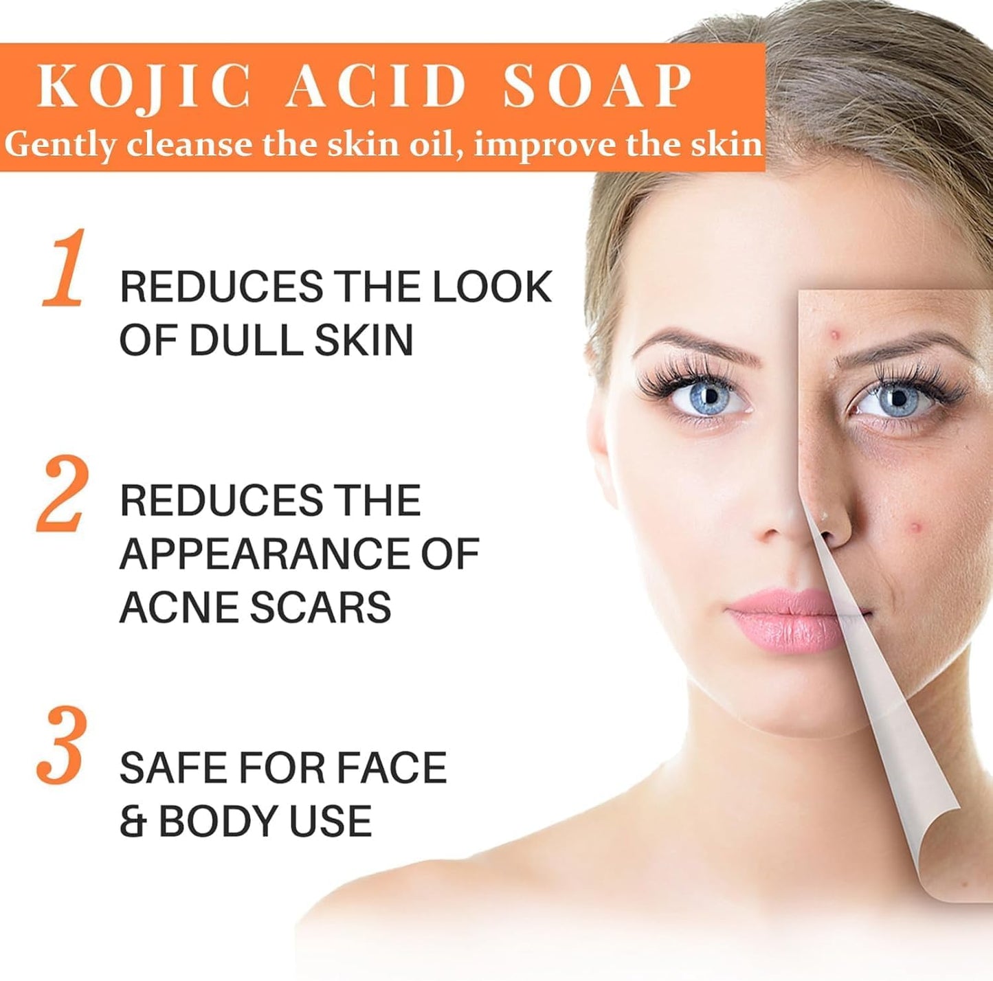 Kojic Acid Soap for Face & Body, Even Skin Tone Smooth Skin, 7 Days Quick - 120g GuanJing Beauty