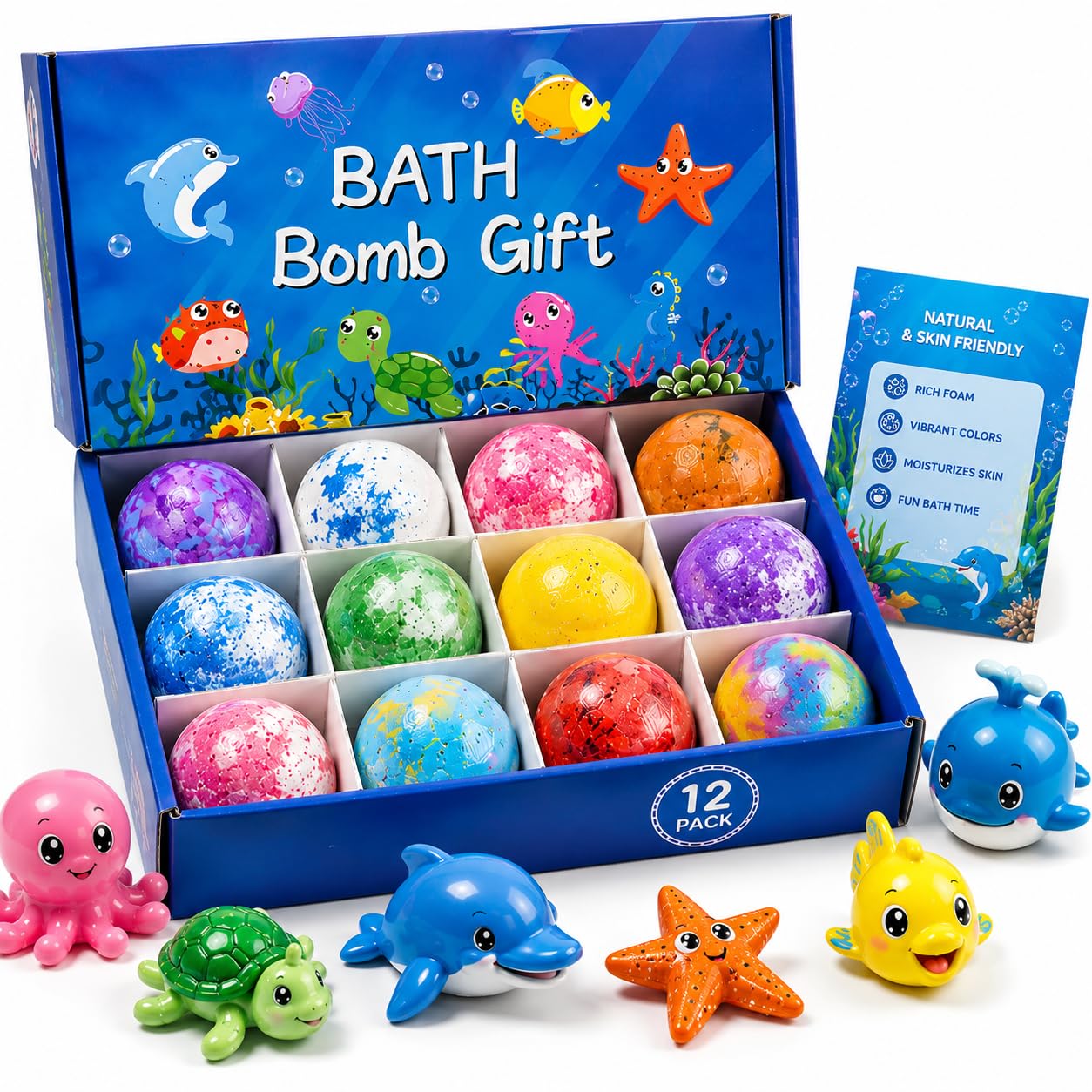 Children’s Bath Bombs Set Bath Gift with Hidden Toys 60g - Safe Ocean Bubble Bath Perfect for Sensory Play Bath time Fun