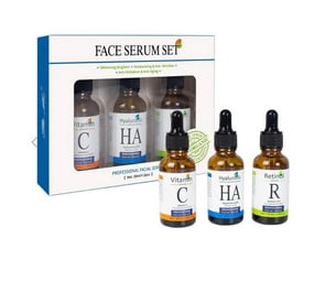 Vitamin C, Retinol and Hyaluronic Acid Face Serum Set - Complete Skincare Solution