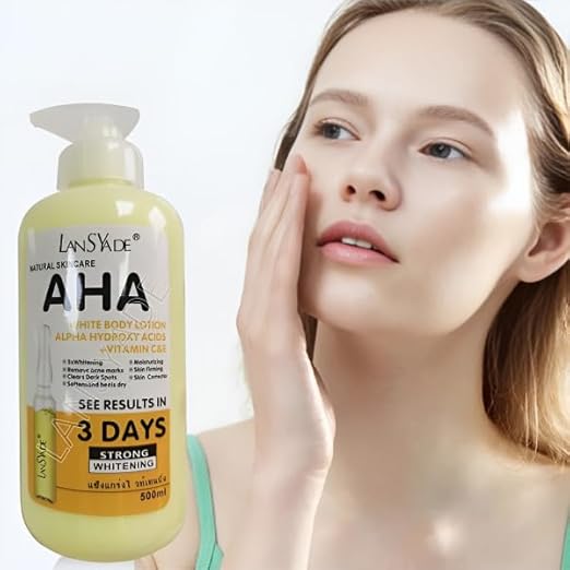 AHA Body Lotion, Alpha Hydroxy Acids with Vitamin C&E, Strong Brightening, Intense Skin Treatment Fruit of Wokali, 500ml