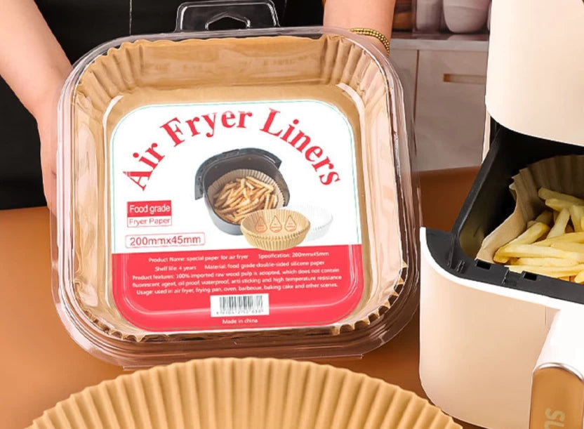 Square Disposable Air-Fryer Paper Liners – 200mm x 45mm (50 Sheets)