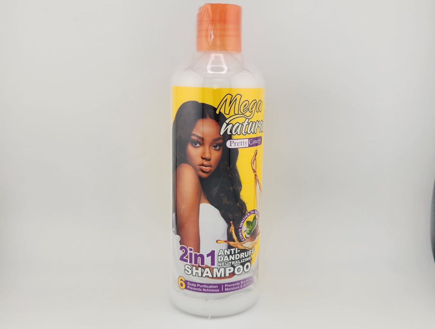Pretty Cowry Mega Natural 2-in-1 Anti-Dandruff Shampoo - Coconut, Menthol, Tea Tree Oilree 500ml