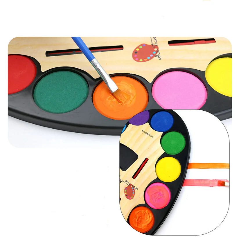 Artist Water Colour Paint Palette with Small Paint Brush