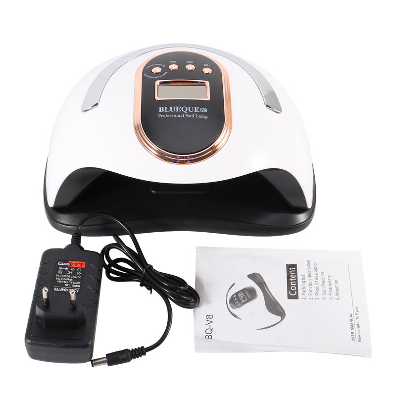 BLUEQUE V8 168W Nail Lamp Quick Drying 42 Beads UV LED Lamp Professional Nail Dryer with Portable Handle for Curing Polish Gel