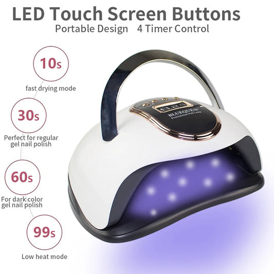 BLUEQUE V8 168W Nail Lamp Quick Drying 42 Beads UV LED Lamp Professional Nail Dryer with Portable Handle for Curing Polish Gel