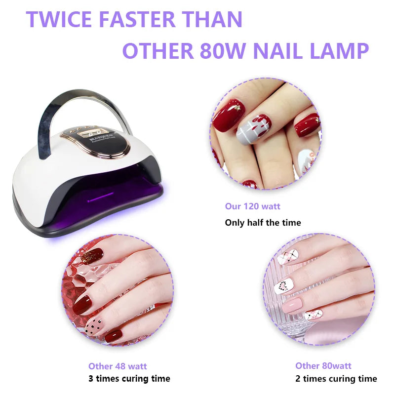 BLUEQUE V8 168W Nail Lamp Quick Drying 42 Beads UV LED Lamp Professional Nail Dryer with Portable Handle for Curing Polish Gel