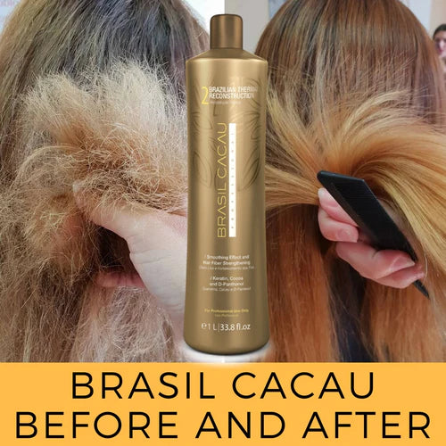 BRASIL CACAU COMBO SET - Brazilian Keratin Hair Treatment Smoothing Blowout Kit Cadiveu Brasil Cacau, 3 products 1L/33 fl.oz