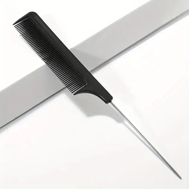 Hair Brush Barber Salon Fine Tooth Rat Tail Teasing Comb With Stainless Steel Pin Metal Hair Pick