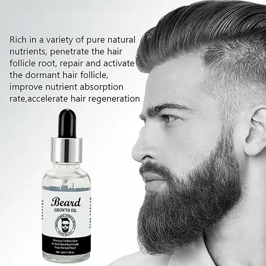 Beard Grooming Kit, 3-Piece Set with Shampoo, Growth Oil and Balm, 220g, Travel-Friendly