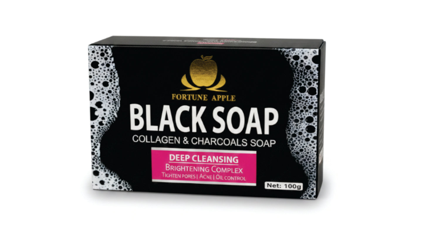 Black Soap with Collagen & Charcoal - 100g Fortune Apple Deep Cleansing