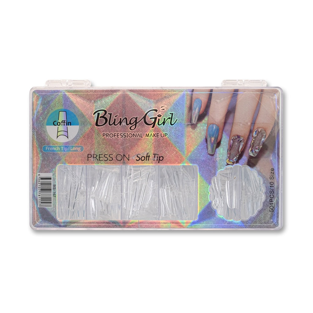 Bling Girl BG-167 Coffin French Tip Press On Soft Tips 500 pcs