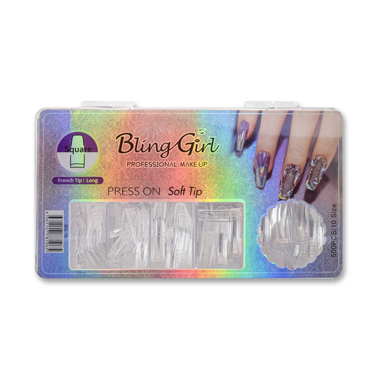 Bling Girl BG-76 Square French Tip Press On Soft Tips 500 pcs