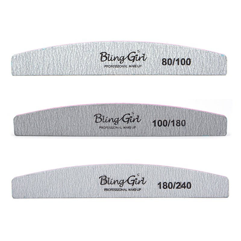 Bling Girl Grey Half Moon Double Sided Nail File S