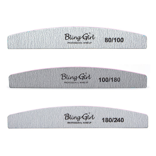 Bling Girl Grey Half Moon Double Sided Nail File S