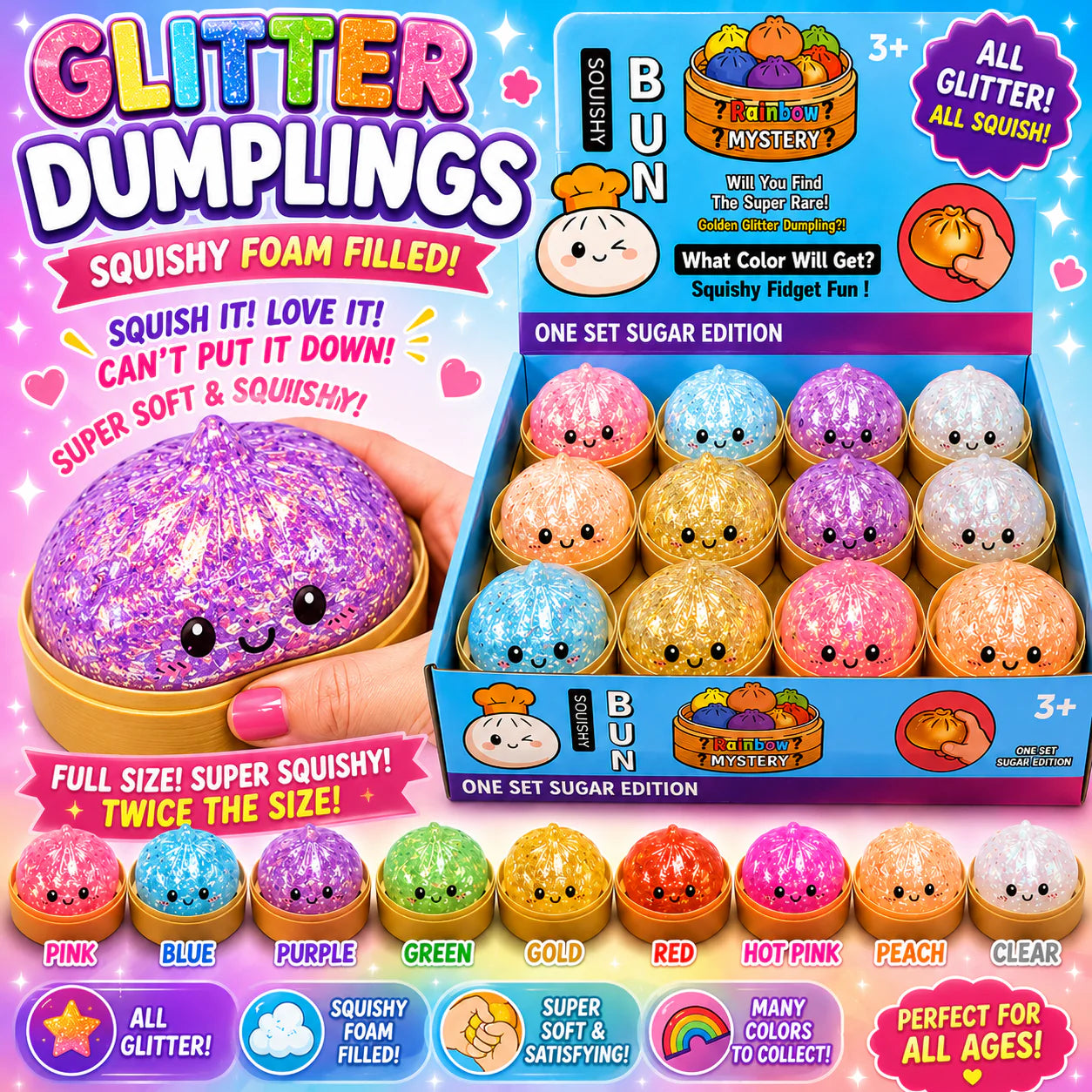 Rainbow Mystery Squishy Bun Dumpling