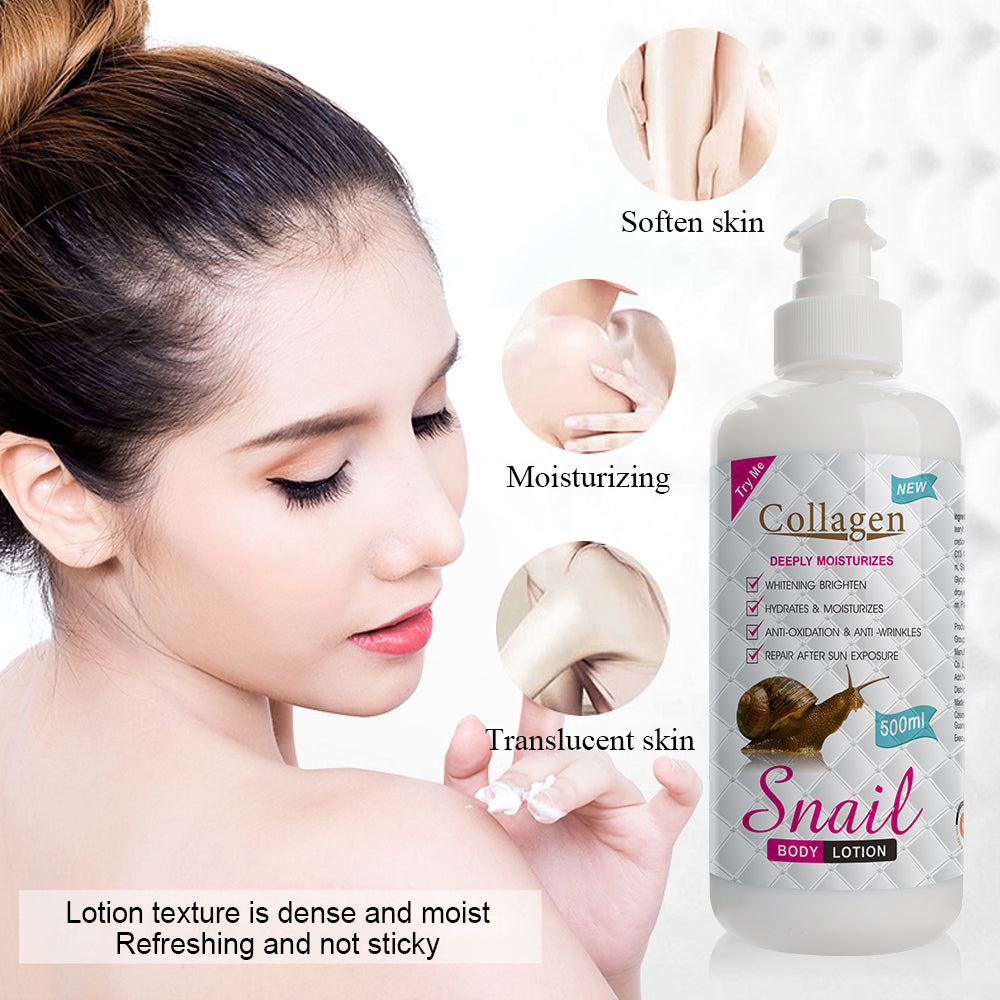 Collagen Snail Body Lotion Cream Deep Moisturizing Body Brightening Pei Mei, 500ml