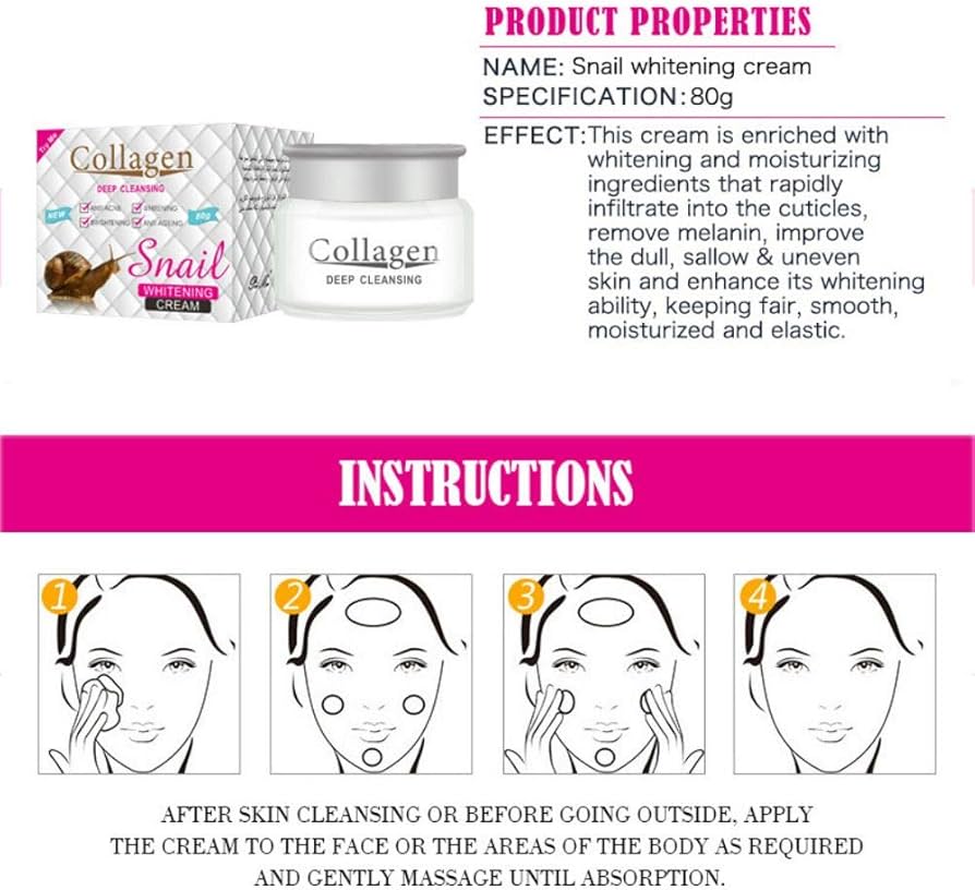 Collagen Snail Whitening Cream for Facial Cream Skin Moisturizing Anti-aging Whitening Protective Skincare 80g