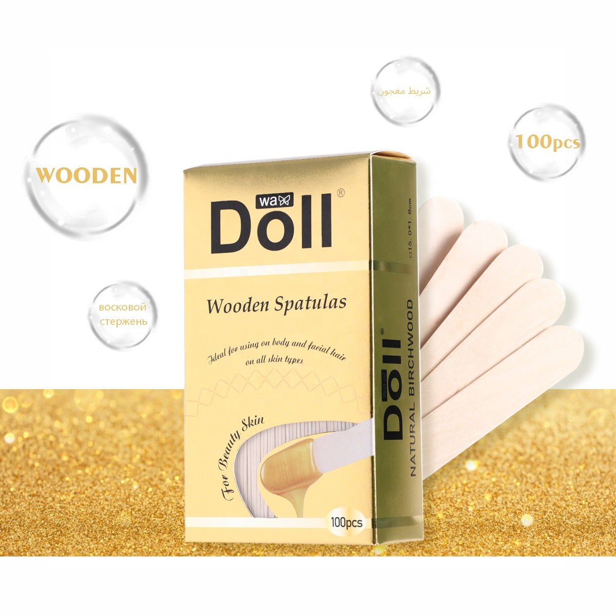 Doll Wax 100pcs High-Quality Birch Wood Made Stick Wooden Waxing Spatula for Depilatory Wax