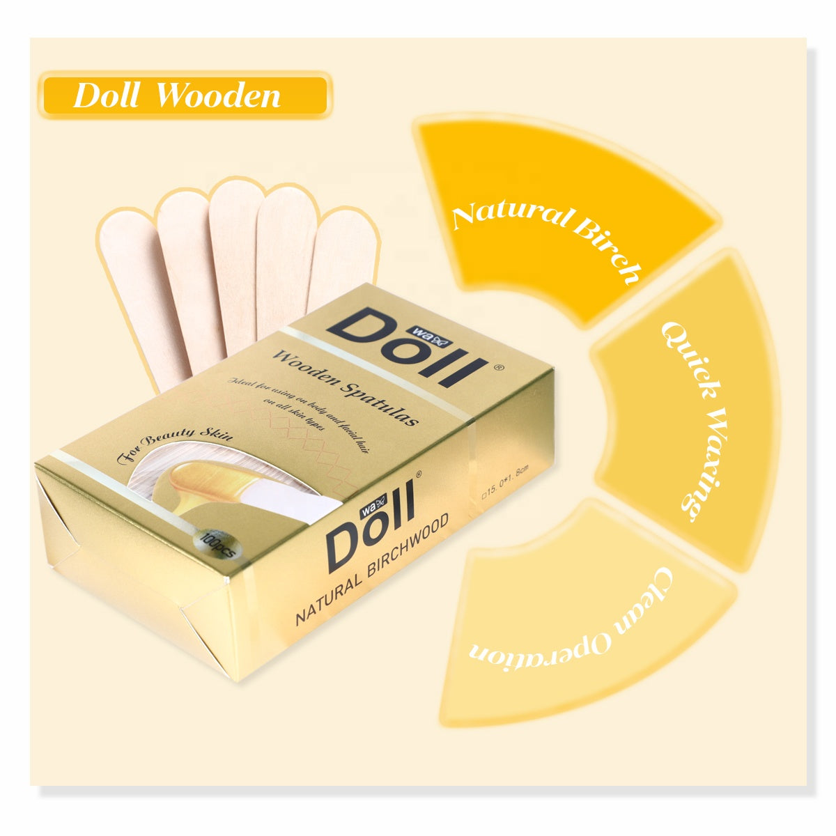 Doll Wax 100pcs High-Quality Birch Wood Made Stick Wooden Waxing Spatula for Depilatory Wax