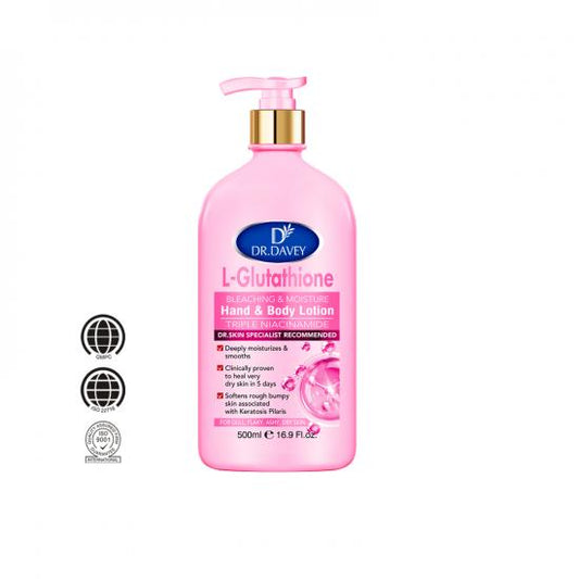 DR.DAVEY L-Glutathione + Triple Niacinamide Hand Body Lotion – Brightening Moisture, 500ml