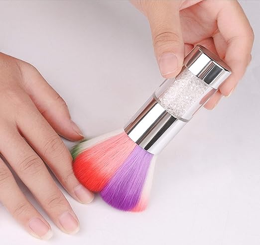 Nail Duster Brush with Silver Handle and White Diamonds