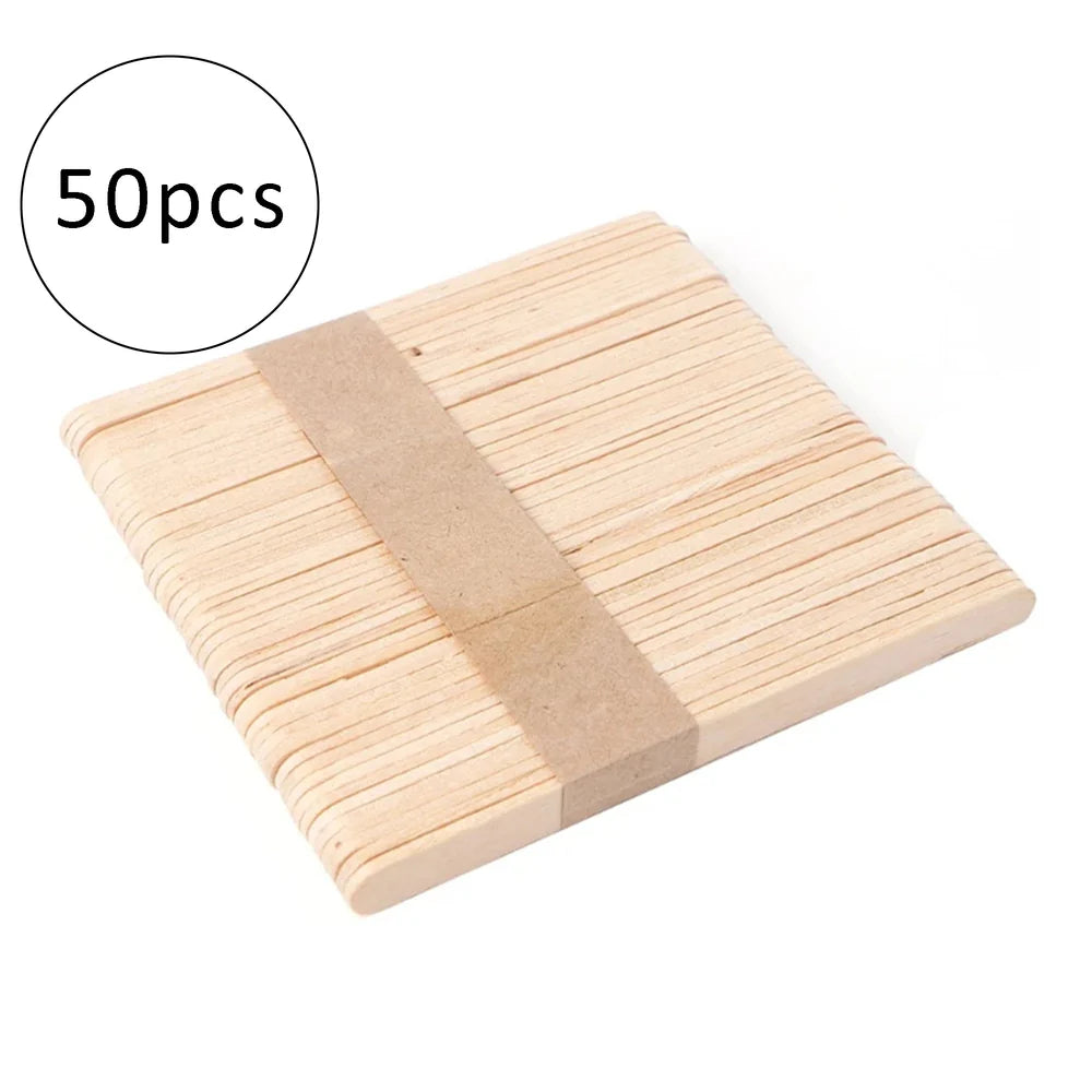 Disposable Wooden or Bamboo Tongue Spatula - 50Pcs (SMALL 11.4cm X1cm)