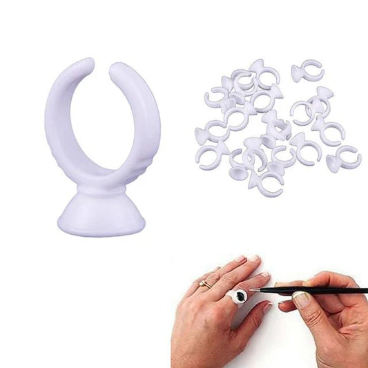 Eyelash Glue Ring Holder 50pcs - White