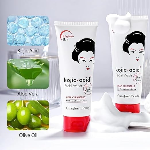 GuanJing Kojic Acid Facial Wash – Deep Cleansing, Oil Control & Anti-Acne, 100g