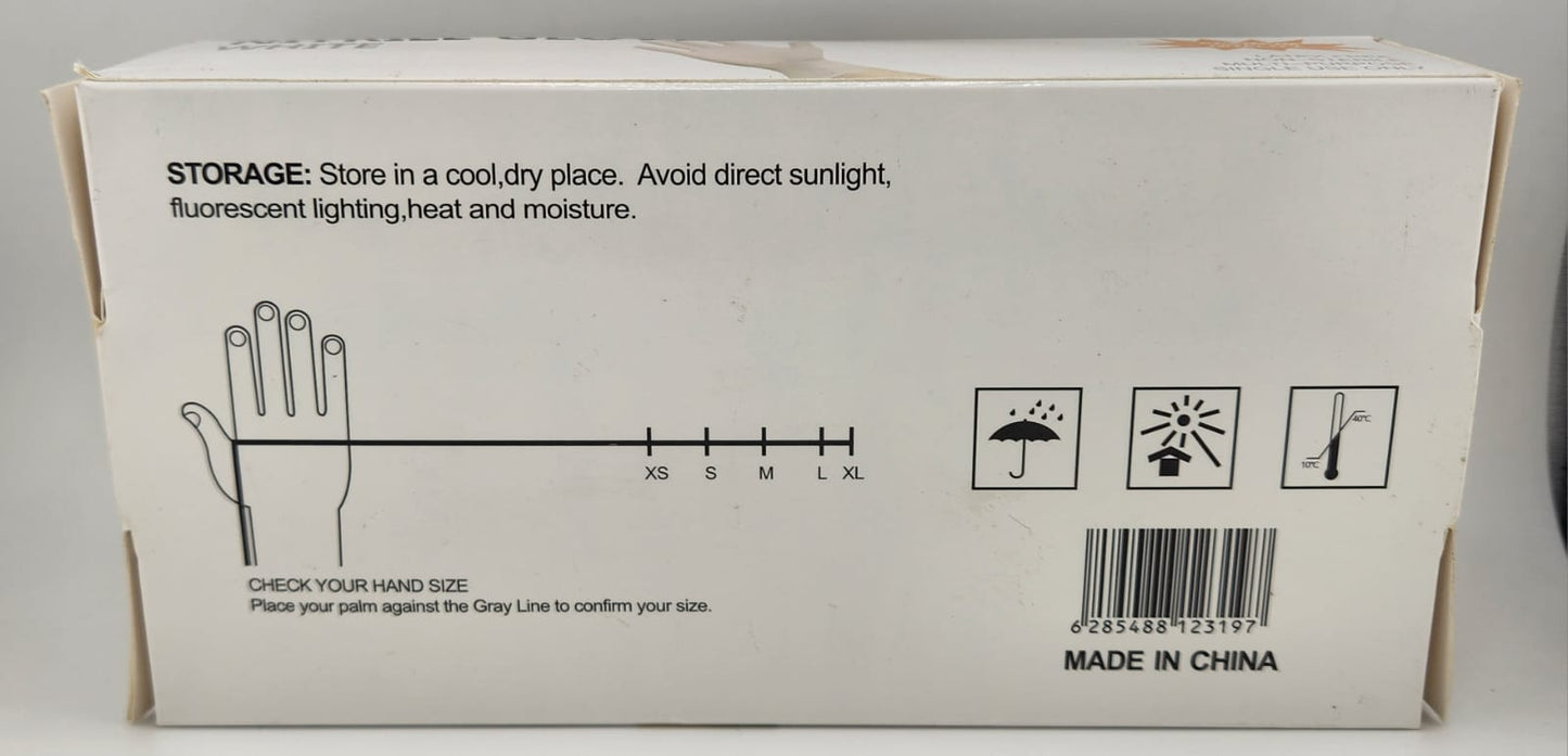 Disposable Nitrile Gloves 100 Pieces - WHITE