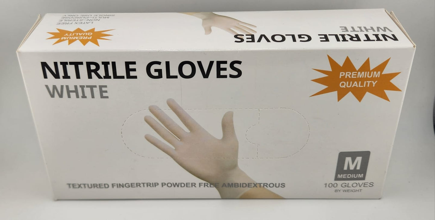 Disposable Nitrile Gloves 100 Pieces - WHITE
