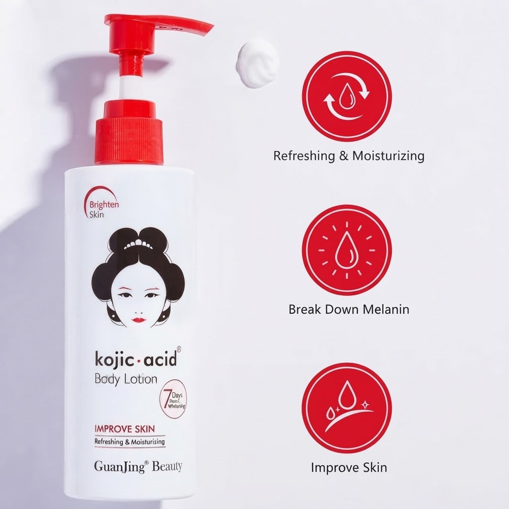 GuanJing Beauty Kojic Acid Body Lotion, Refreshing & Moisturising, 7 Days Improve Skin