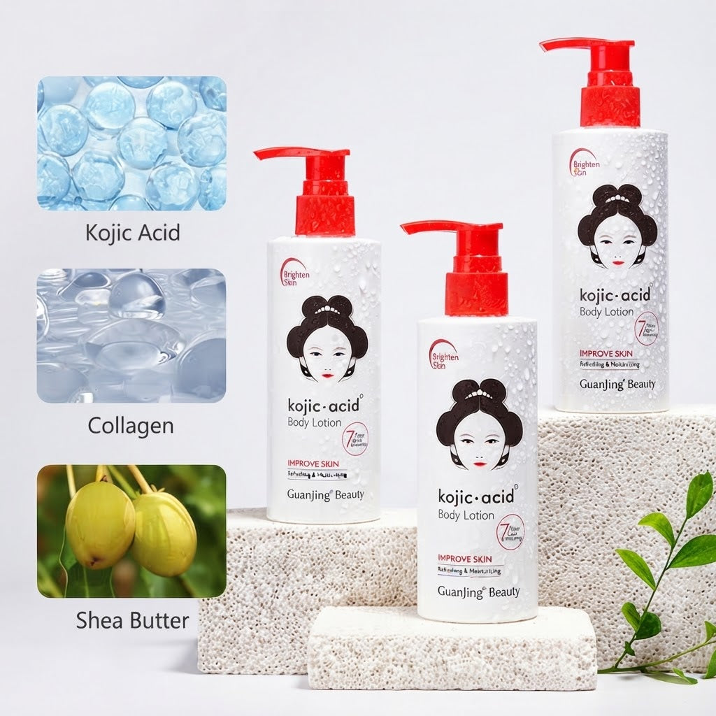 GuanJing Beauty Kojic Acid Body Lotion, Refreshing & Moisturising, 7 Days Improve Skin