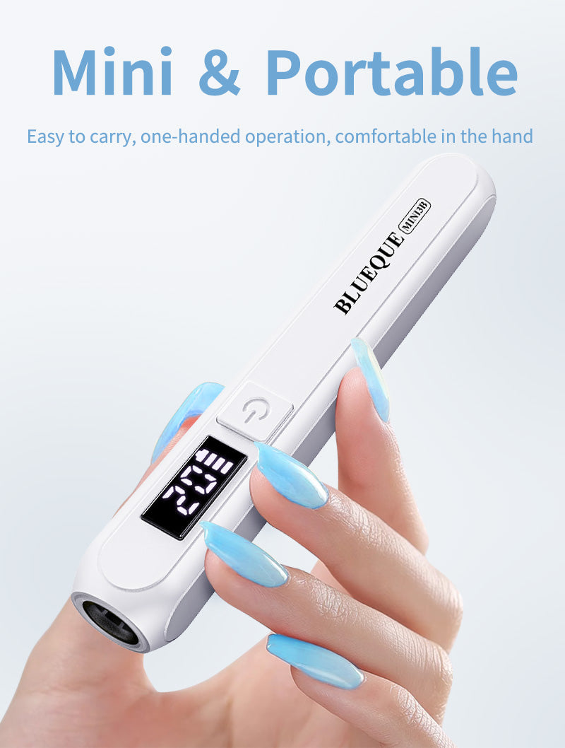 Mini UV LED Nail Lamp - BLUEQUE Mini3B - High Handheld Dryer for Gel Portable Battery Operated Curing Light for Home Salon