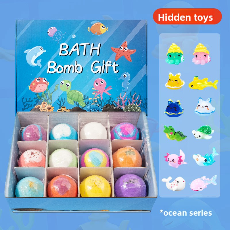 Children’s Bath Bombs Set Bath Gift with Hidden Toys 60g - Safe Ocean Bubble Bath Perfect for Sensory Play Bath time Fun
