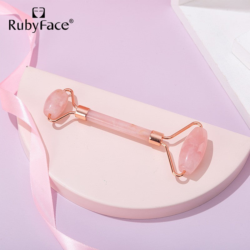 RubyFace Gua Sha Massage Kit - Jade Roller & Rose Quartz Guasha Stone Set