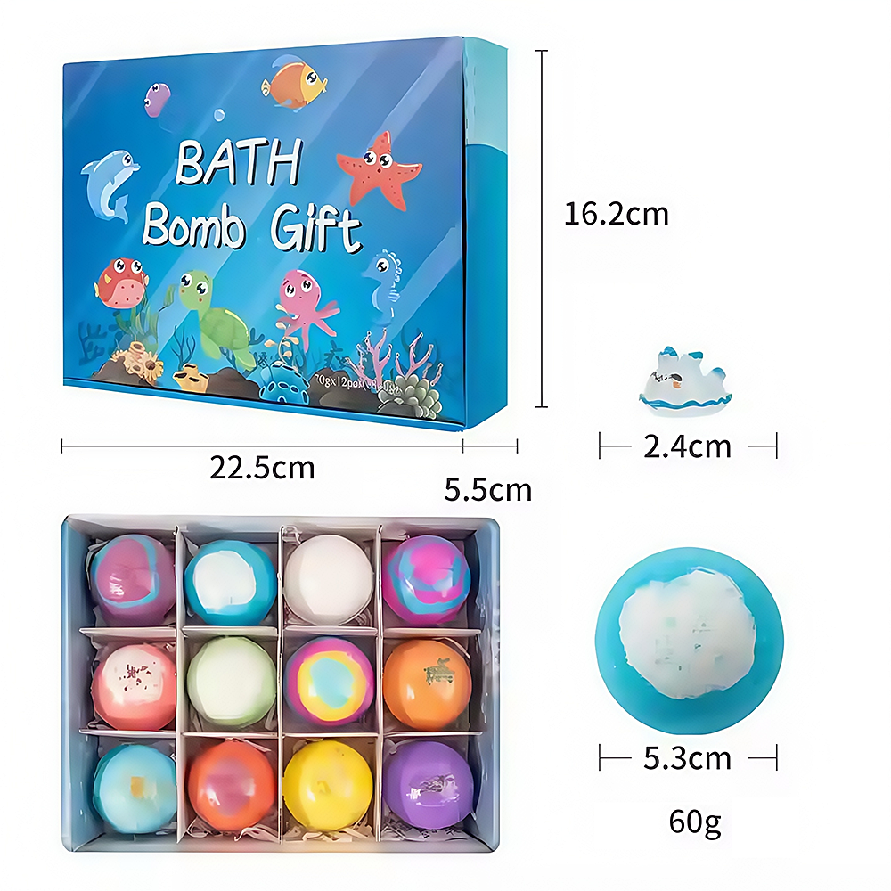 Children’s Bath Bombs Set Bath Gift with Hidden Toys 60g - Safe Ocean Bubble Bath Perfect for Sensory Play Bath time Fun