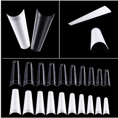 Half Cover Coffin Tips 100pcs - Clear