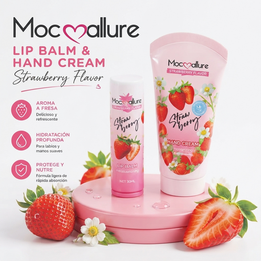 Mocoallure Duo Set: Lip Balm and Strawberry Hand Cream | Shine and Hydration