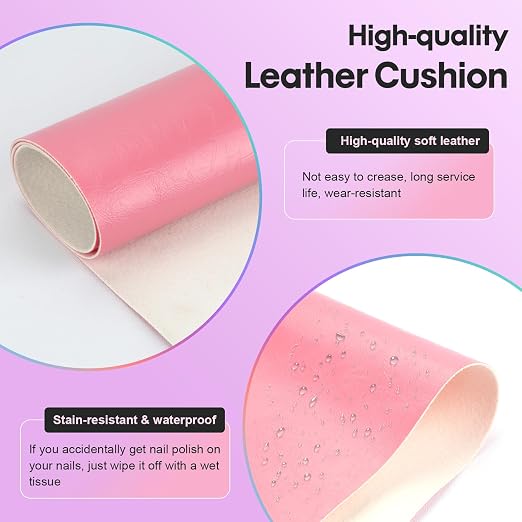 Hand Rest for Nails Tech with Table Mat for Salons and Home Manicures, Soft Microfiber Leather Nail Hand Rest for Relaxing Arms, Non-slip Height Hand Pillow Cushion Nail Salon Manicure