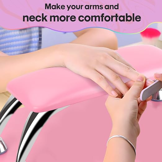 Hand Rest for Nails Tech with Table Mat for Salons and Home Manicures, Soft Microfiber Leather Nail Hand Rest for Relaxing Arms, Non-slip Height Hand Pillow Cushion Nail Salon Manicure