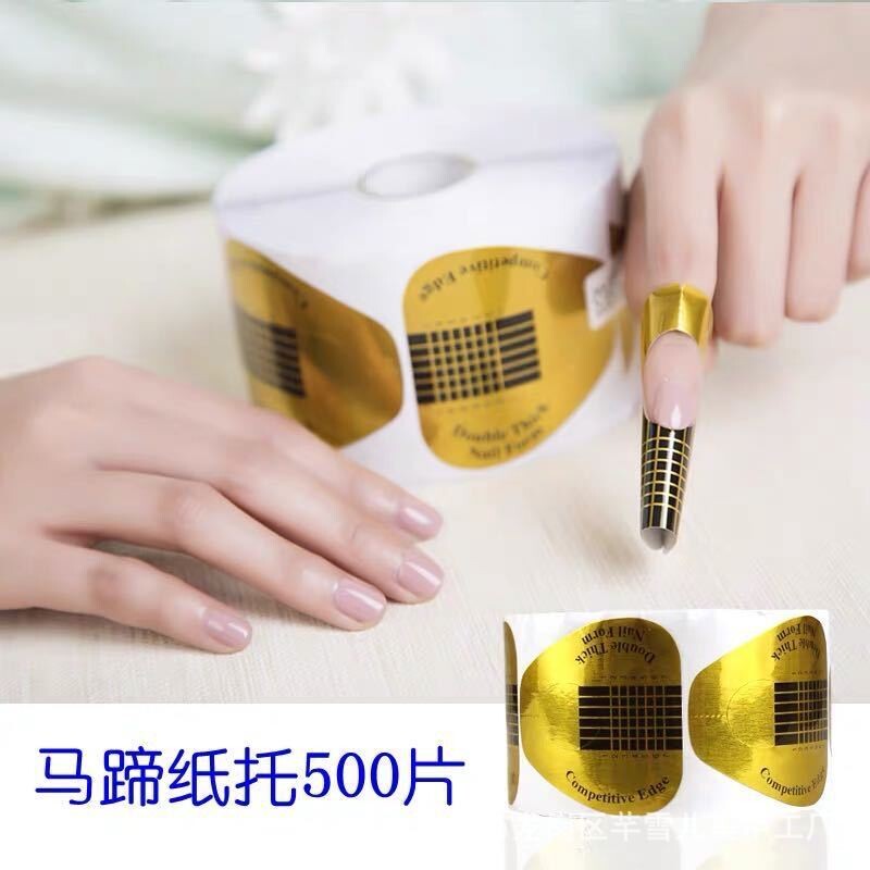 Nail Form Rectangular Horseshoe Shaped DOUBLE THICK - Acrylic Gel Manicure Extension Tool With Nail Art Tip Shape Guide Stickers