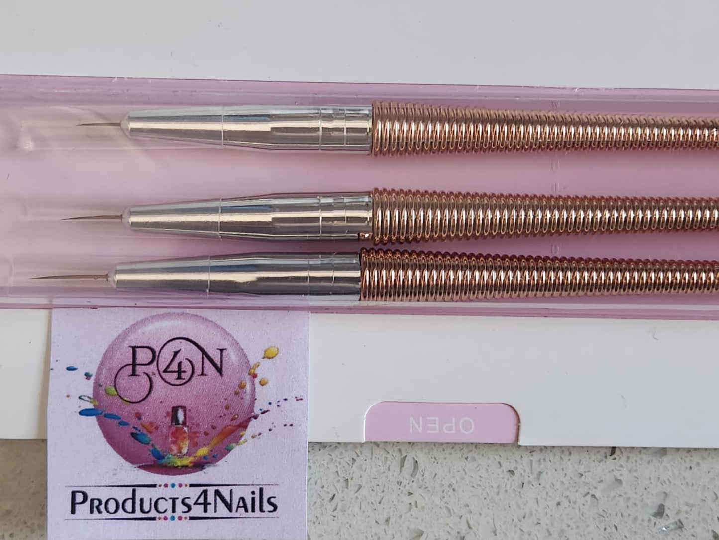 Miss Smoo 3pcs Striping Nail Art Liner Head Brush - ROSE GOLD