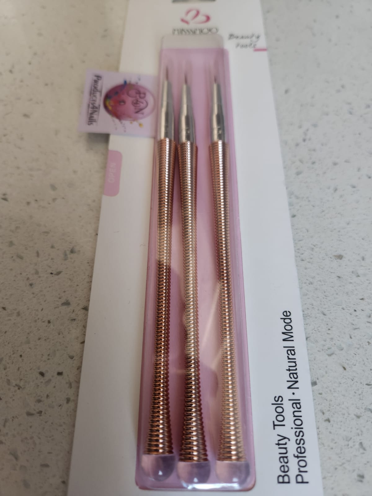 Miss Smoo 3pcs Striping Nail Art Liner Head Brush - ROSE GOLD