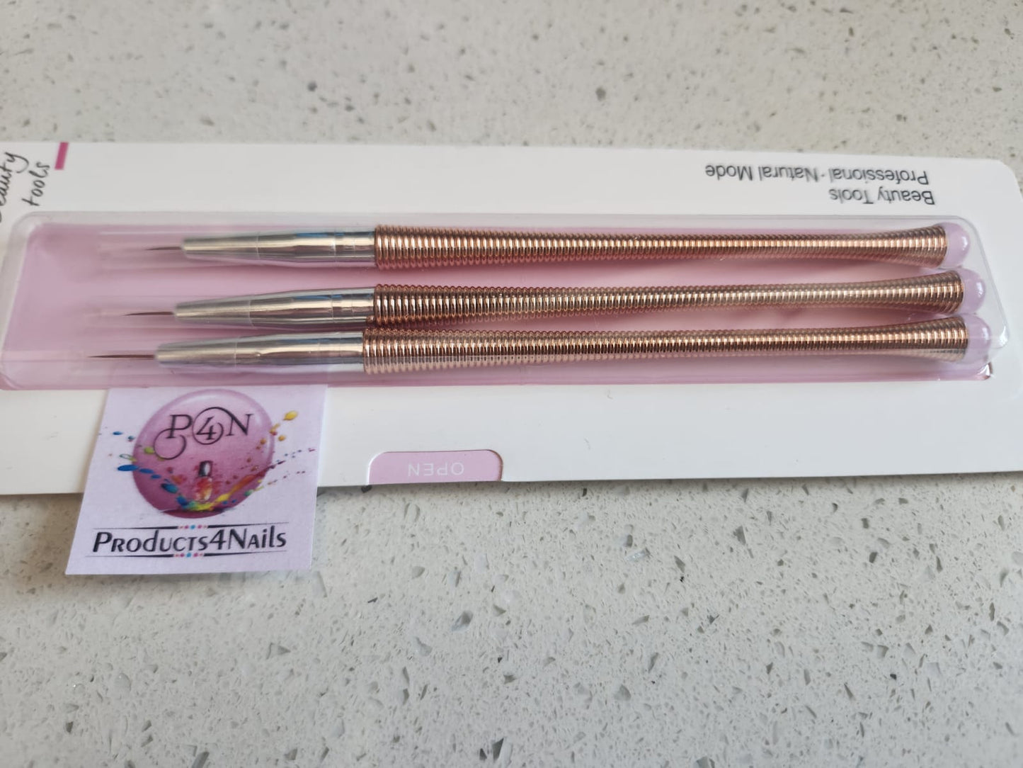 Miss Smoo 3pcs Striping Nail Art Liner Head Brush - ROSE GOLD