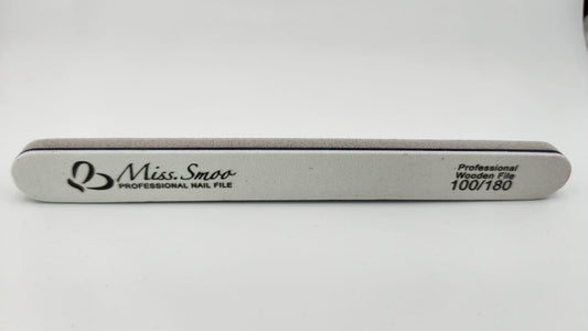 Miss Smoo Nail File 100/180 Straight Wooden and Sponge (In a Bag)