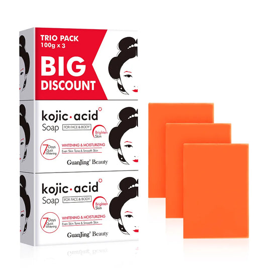 GuanJing Kojic Acid Skin Lightening Soap 120g 3-pack value sets: