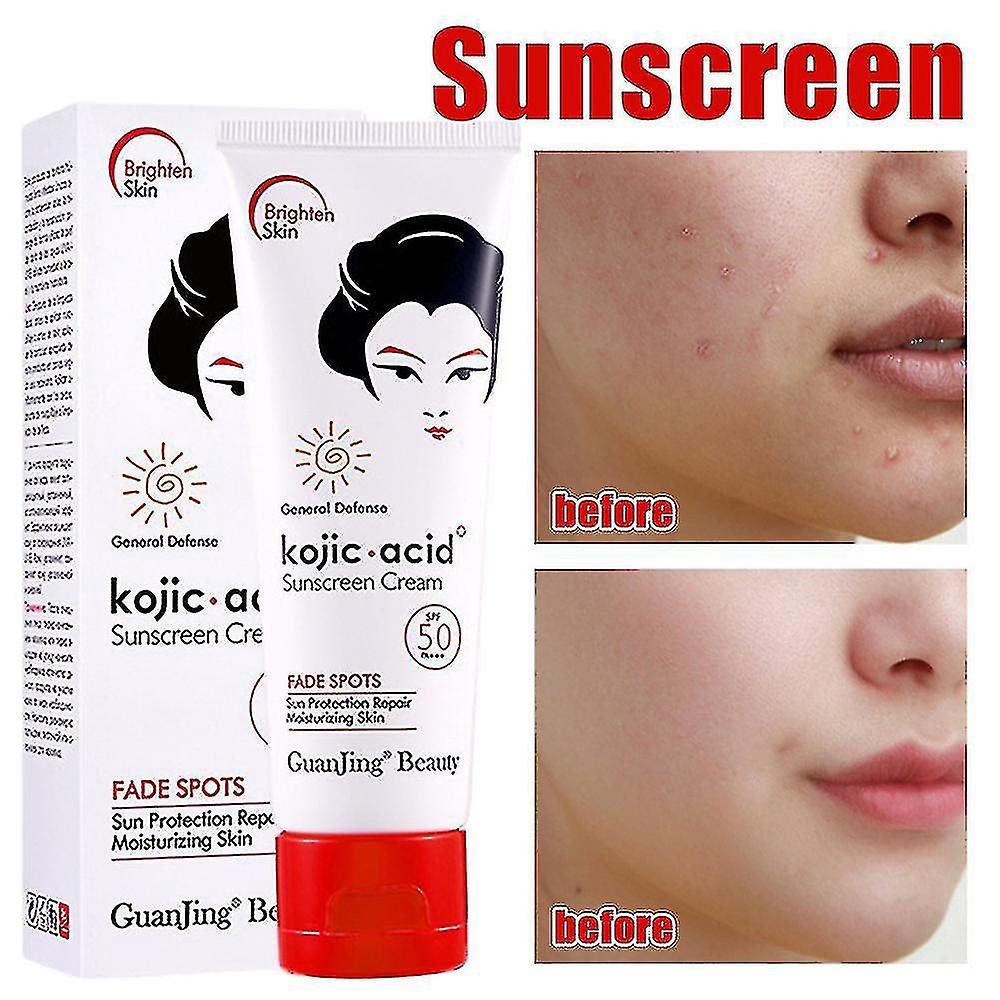 Kojic Acid Whitening UV Sunscreen Cream Sunblock Sun Protection Moisturizing Spf50 Pa+++ 80g