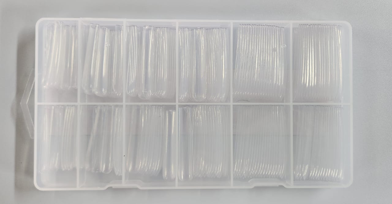 LONG SQUARE Nail Tips Standard Size 240pcs/12Sizes (FULL Cover) Light and Flexible Stronger Adhesion