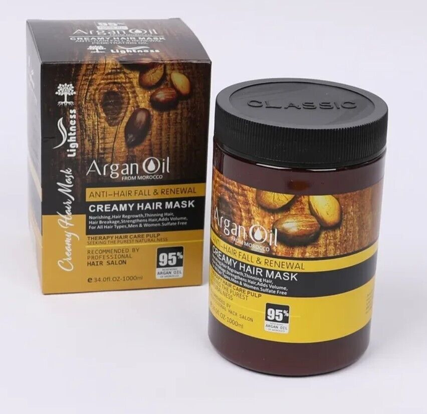 Hair Mask Lightness Argan Oil From Morocco Anti Hair Fall & Renewal Creamy -1000ml